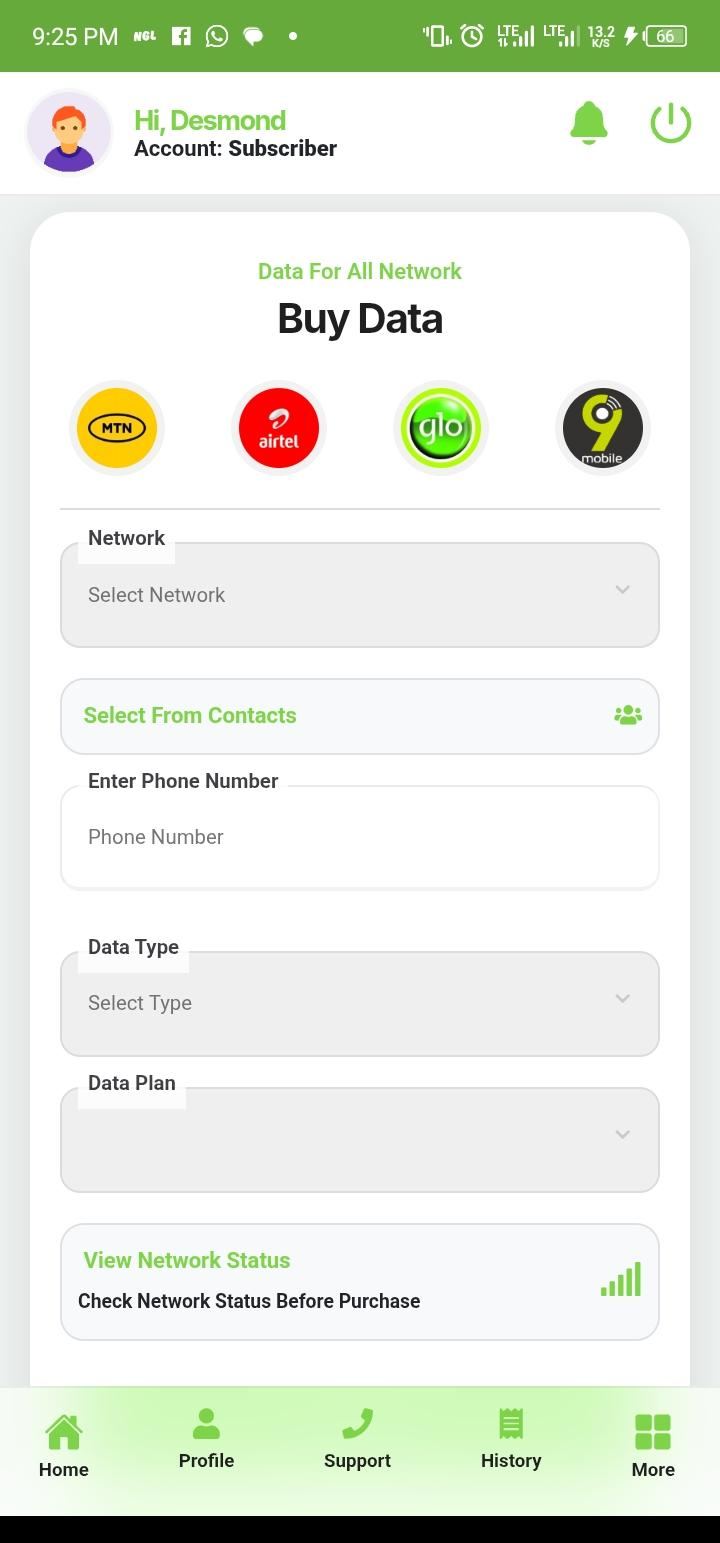 Akmond Sub Data Bundle - Network selection and data plans